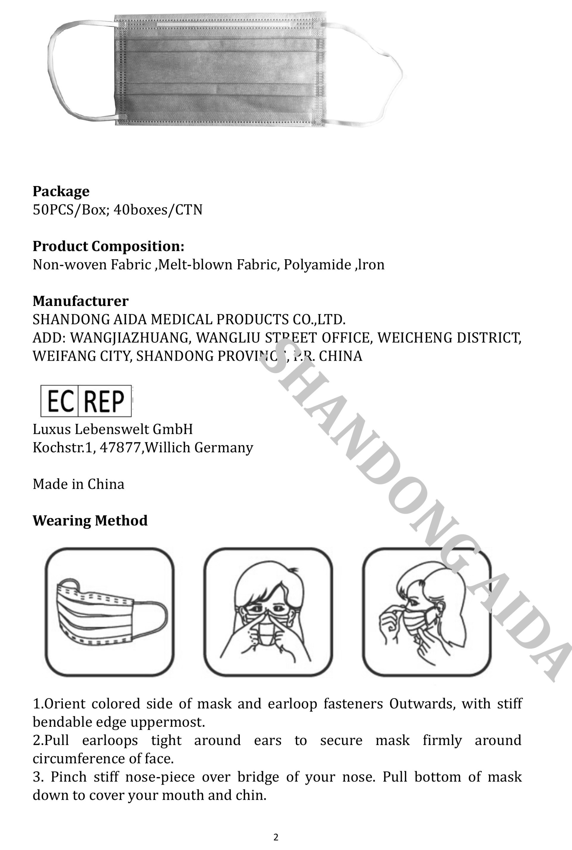 Technical Data For Type ⅡR Mask 2 Technical Data For Type ⅡR Mask 2